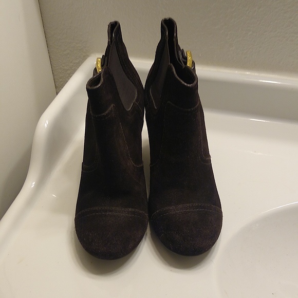 Tory Burch Adrienne Boots Brown Suede Ankle Booties Size 7 1/2 - Picture 4 of 8